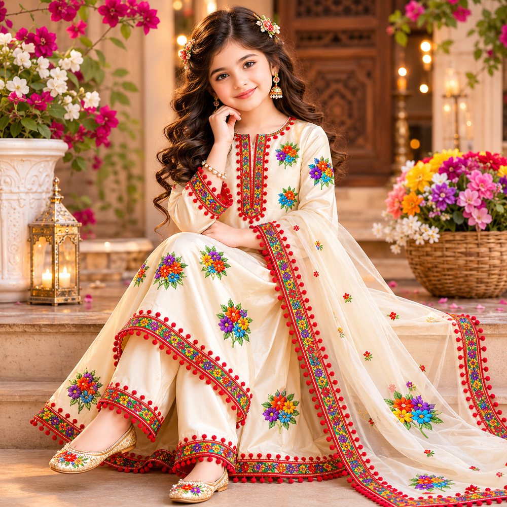 Colorful Floral Embroidery DTF Easy Transfer