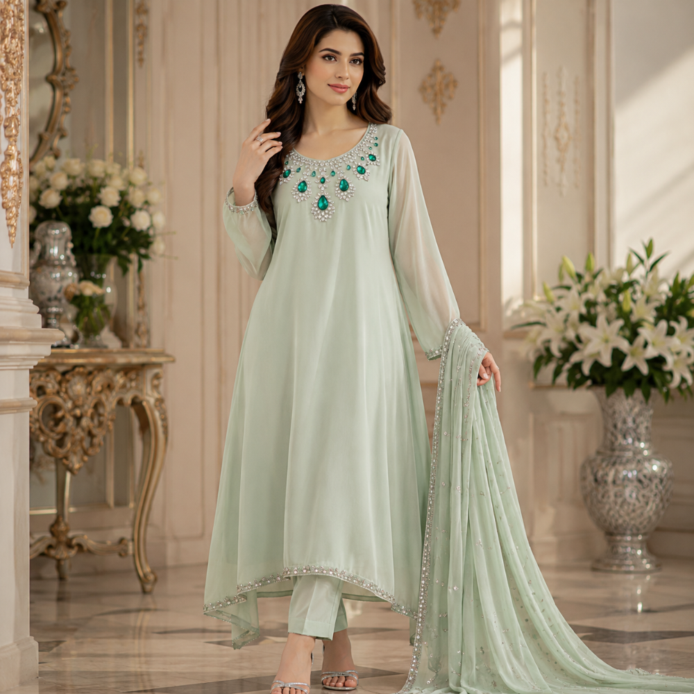 Luxury Emerald Diamond Necklace DTF Easy transfer