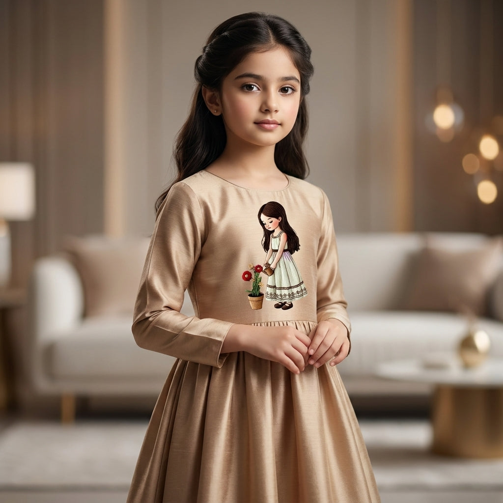 Cute Little Girl Gardening DTF Easy transfer