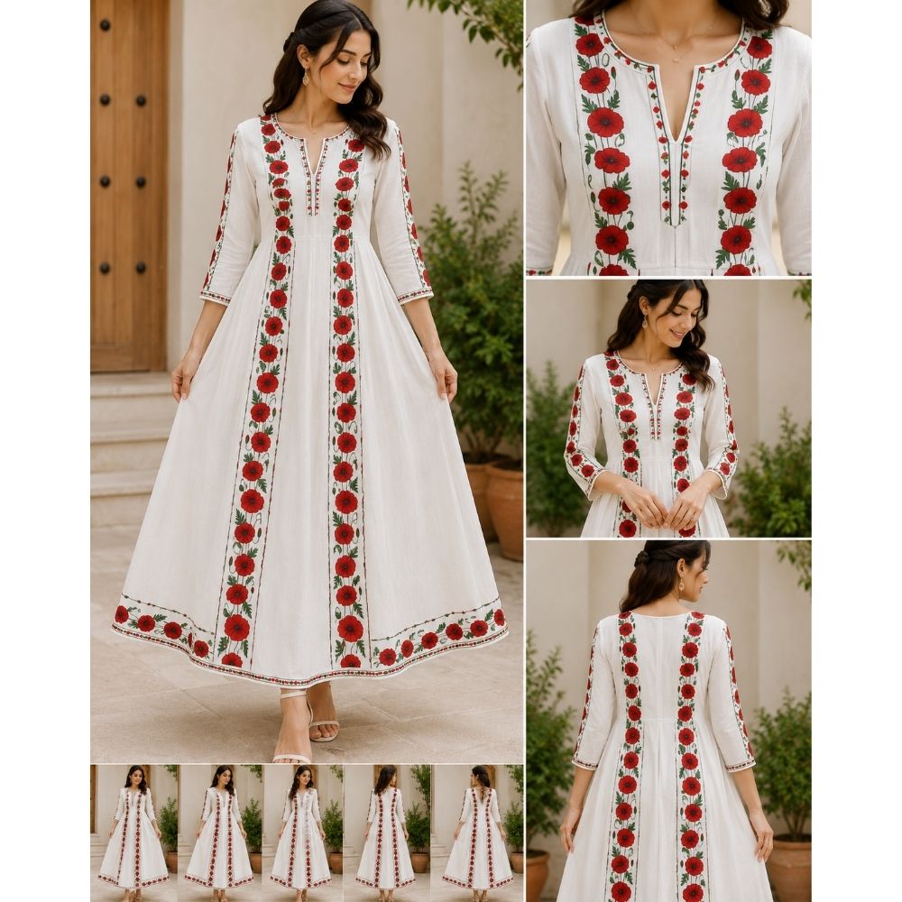 Red Poppy Flower Embroidered DTF Easy Transfer
