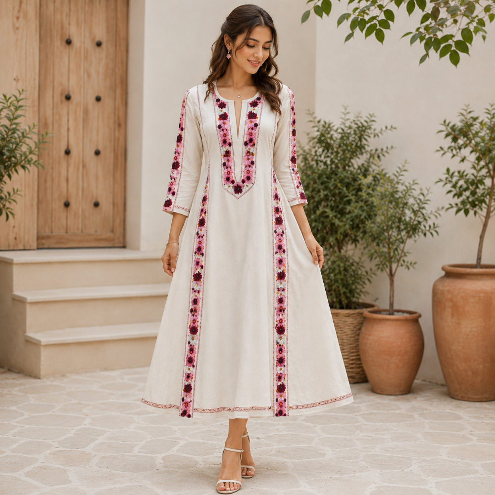 Luxury Floral Embroidered Kurti DTF Easy Transfer