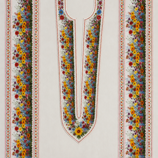 Luxury Multicolor Floral Neckline Patch DTF Easy Transfer