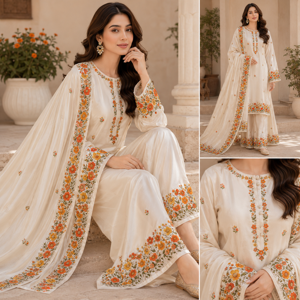 Orange Floral Border DTF Easy Transfer