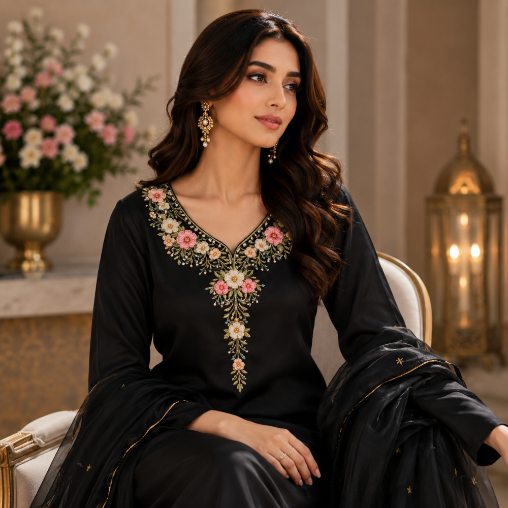 Luxury Floral Neckline DTF Easy Transfer