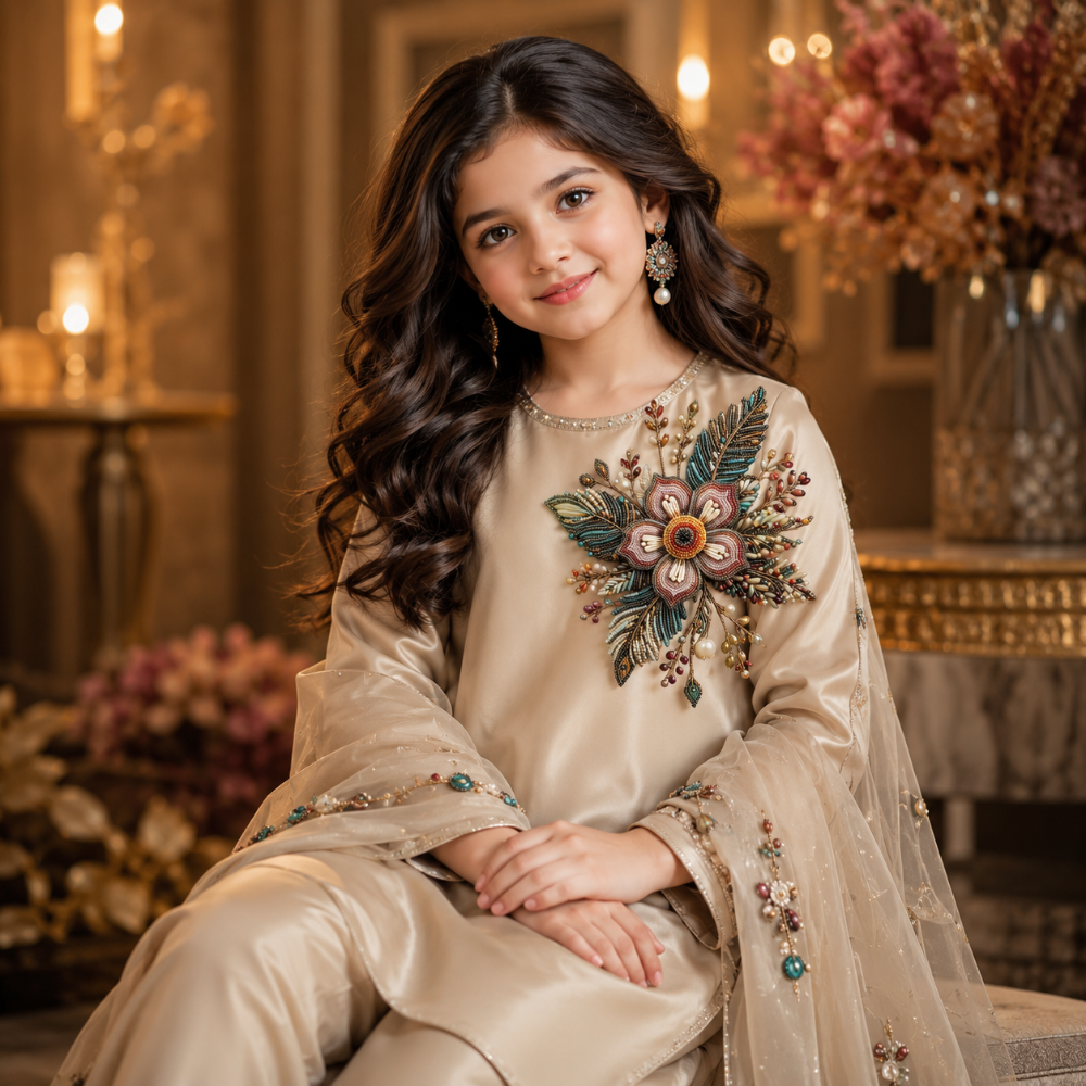 Luxury Beaded Floral DTF Easy Transfer