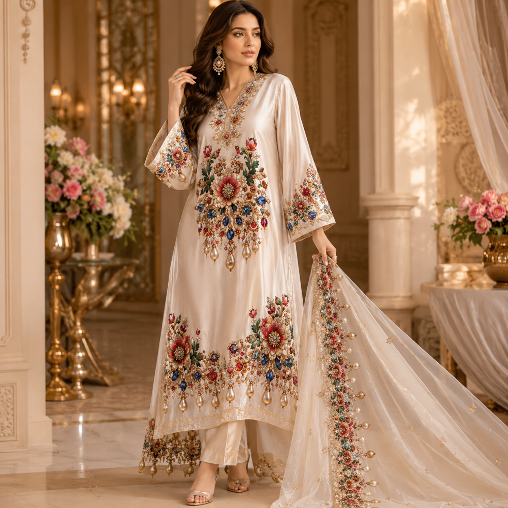 Royal Pearl Bloom DTF Easy Transfer