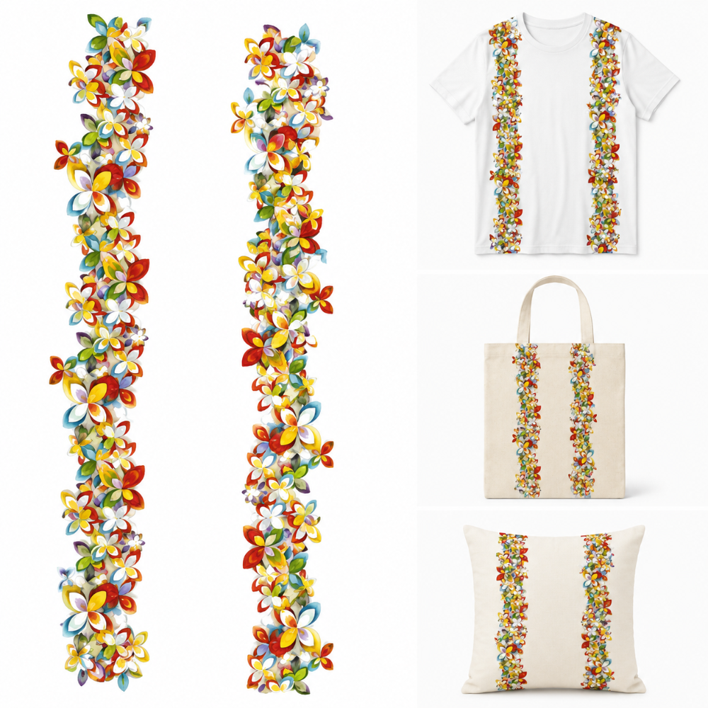 Premium Artistic Floral Border DTF Easy  Transfer