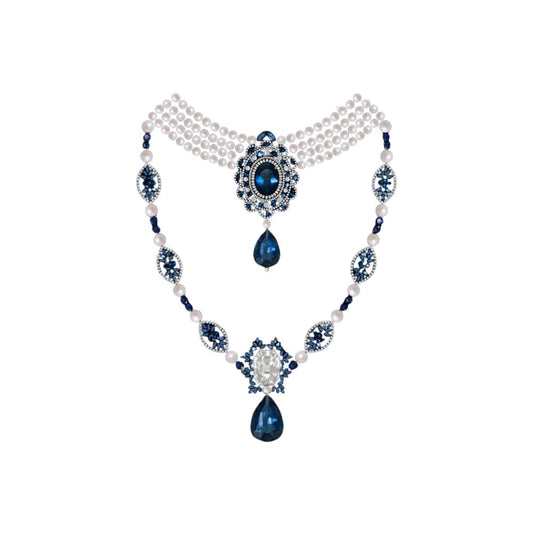 Royal Blue Pearl Necklace DTF Easy Transfer