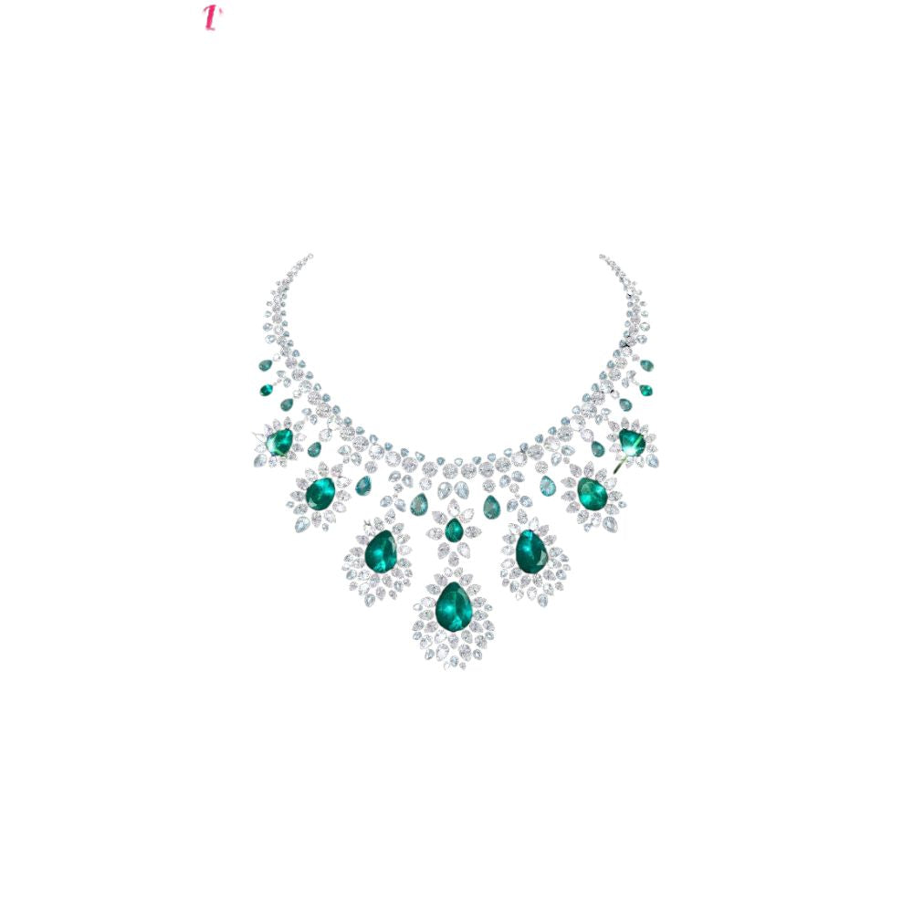Luxury Emerald Diamond Necklace DTF Easy transfer