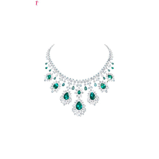 Luxury Emerald Diamond Necklace DTF Easy transfer