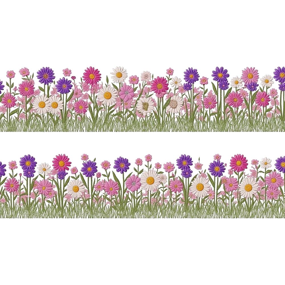 Pink & Purple Floral Border DTF Easy transfer