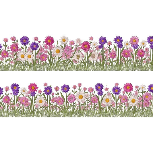Pink & Purple Floral Border DTF Easy transfer