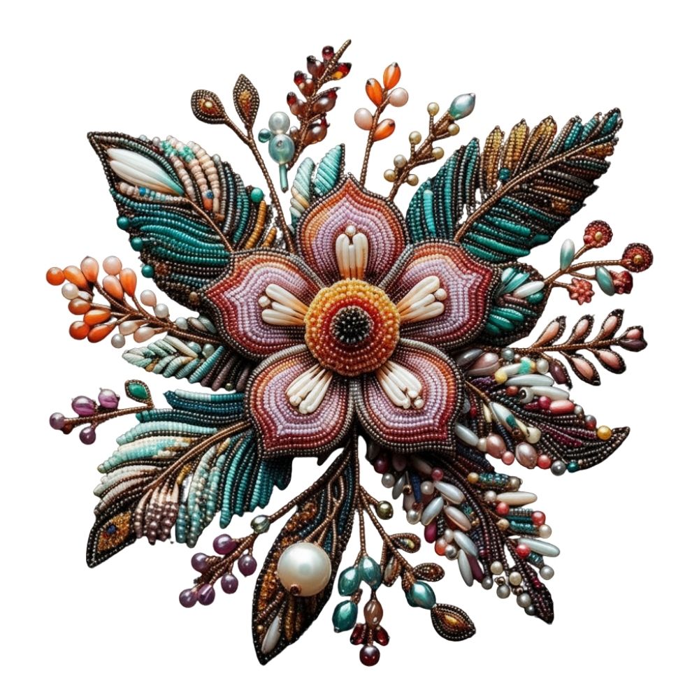 Luxury Beaded Floral DTF Easy Transfer