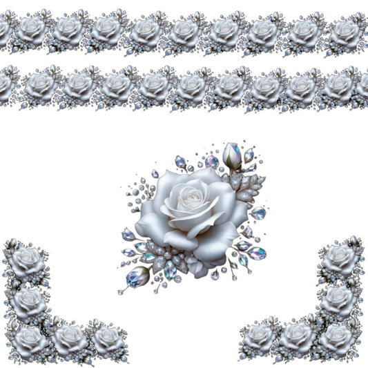Luxury White Rose Border DTF Easy Transfer