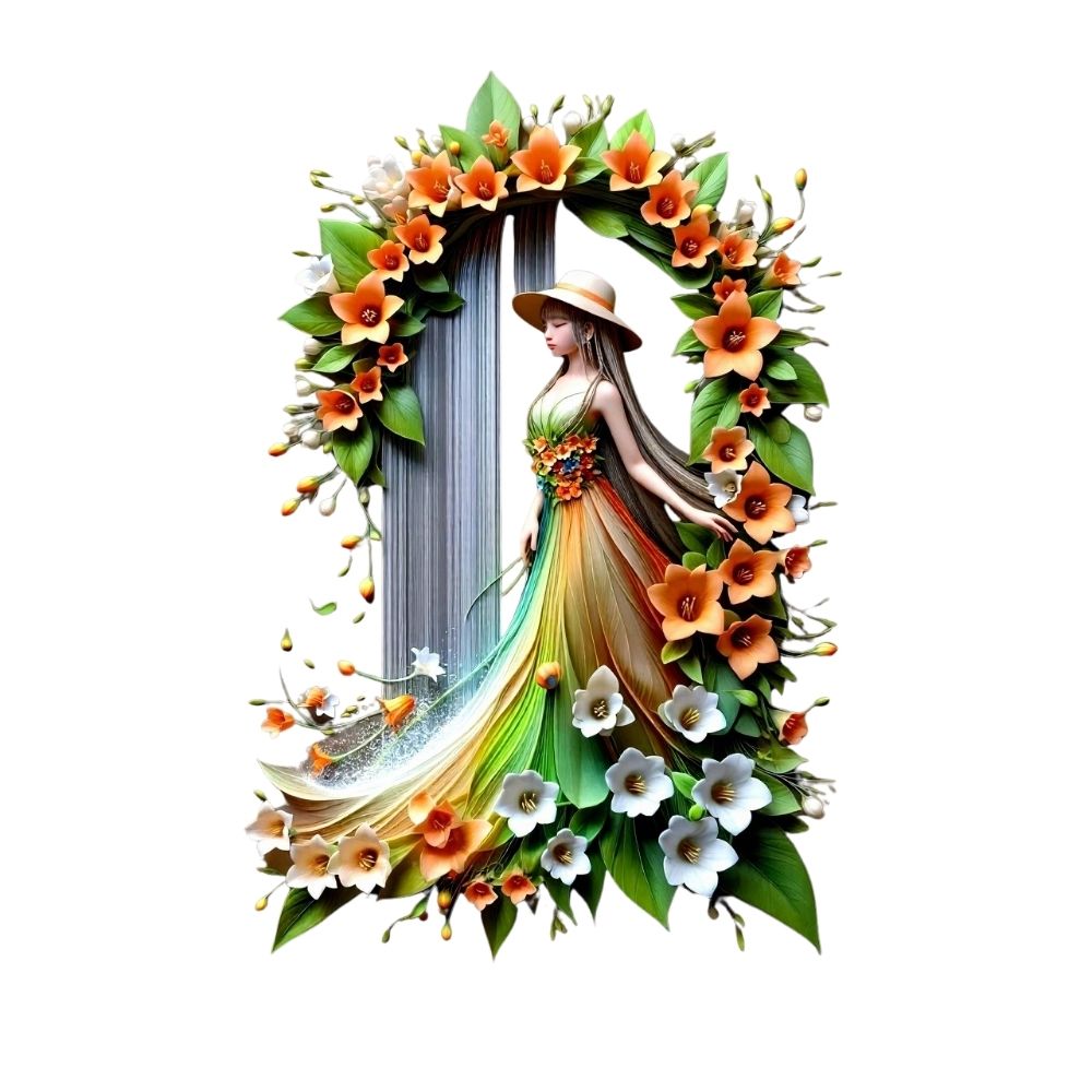Elegant Floral Doll DTF Easy Transfer