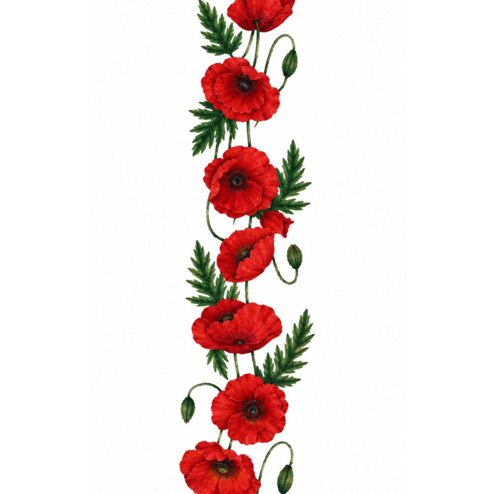 Red Poppy Flower Embroidered  DTF Easy  Transfer