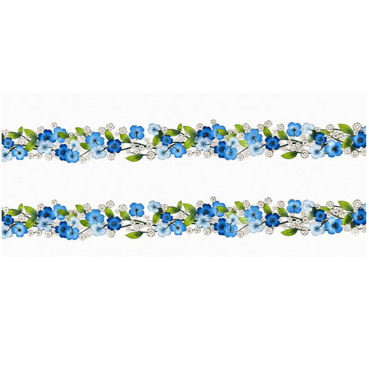 Luxury Blue Floral Embroidered Lace DTF Easy Transfer