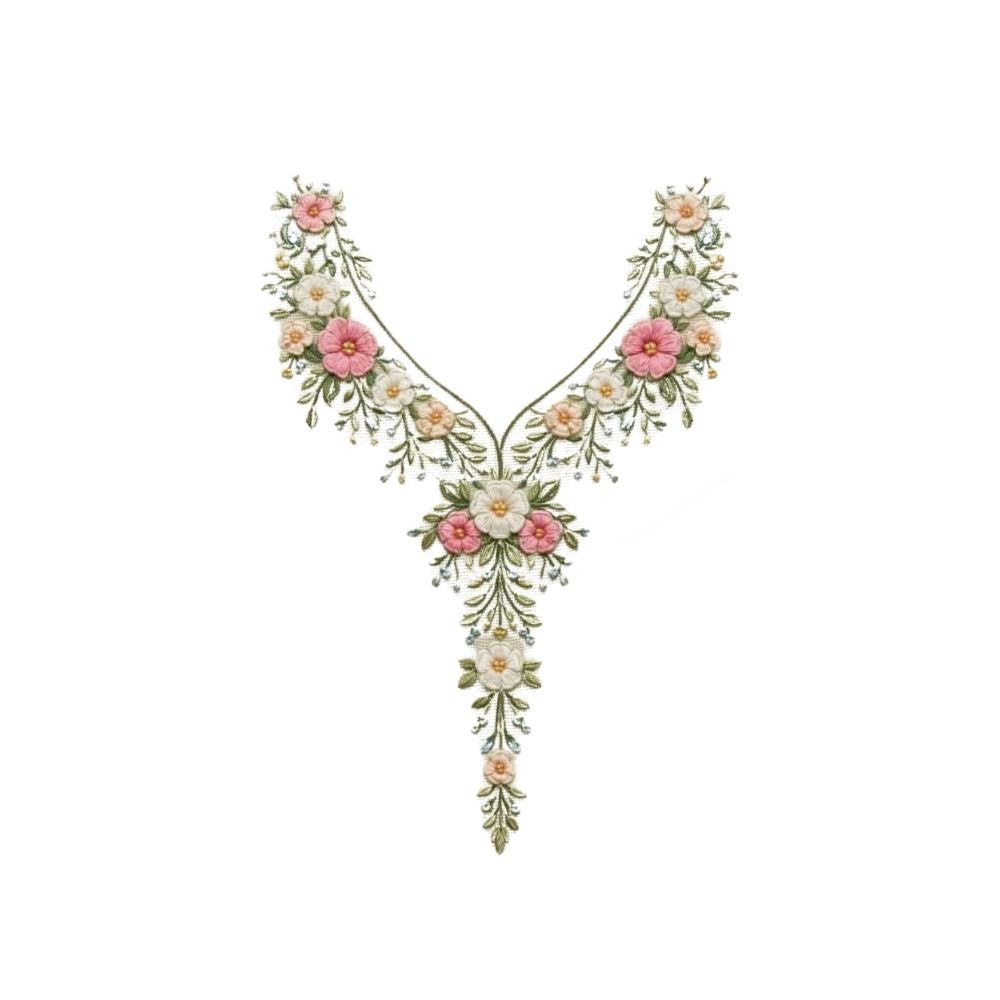 Luxury Floral Neckline DTF Easy Transfer