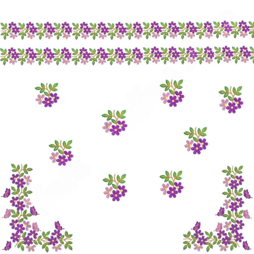 Premium Purple Flower Border DTF Easy transfer