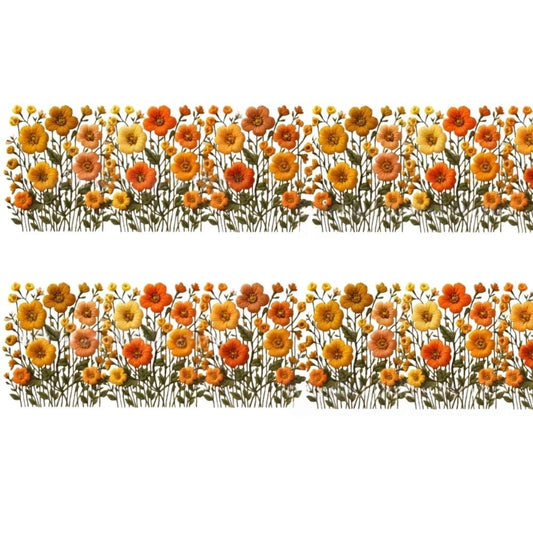 Orange Floral Border DTF Easy Transfer