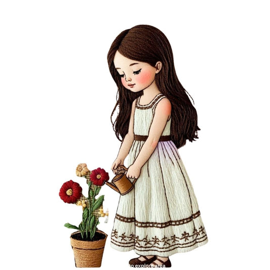 Cute Little Girl Gardening DTF Easy transfer