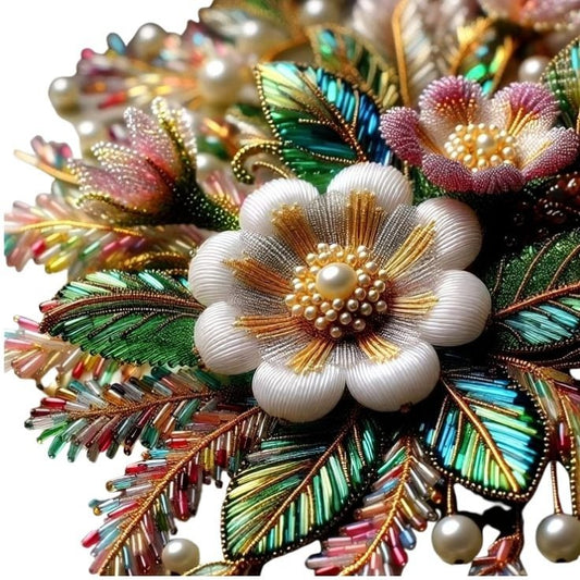 Luxury Beaded Floral DTF Easy transfer
