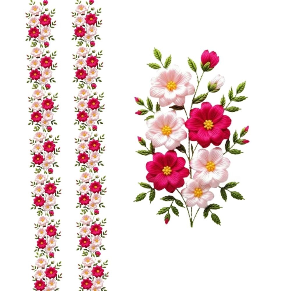 Luxury Stone Embroidery Motif DTF Easy transfer